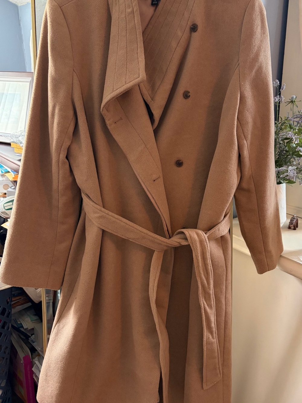 Ann Taylor Factory Camel Wrap Trench Coat